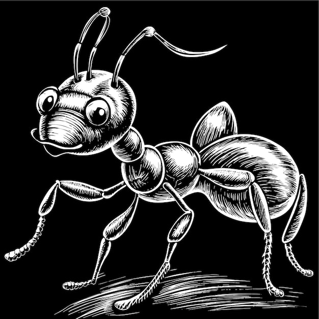 un dibujo en blanco y negro de una abeja con un fondo negro