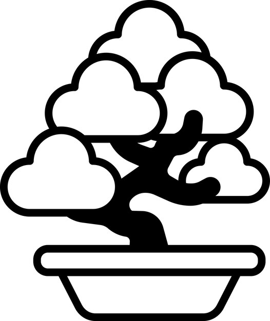 Un dibujo en blanco y negro de un árbol en una olla