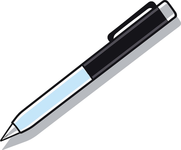 un dibujo en blanco y negro de un bolígrafo con la palabra bolígrafo en él