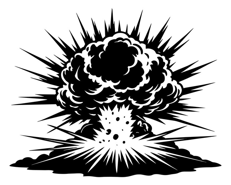 Vector un dibujo en blanco y negro de una bomba con una bomba en ella