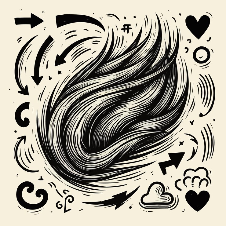un dibujo en blanco y negro de un cabello con la palabra cabello en él