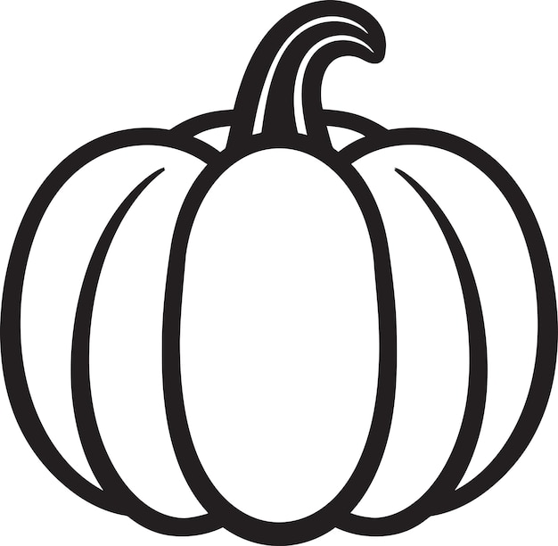 un dibujo en blanco y negro de una calabaza con un contorno negro