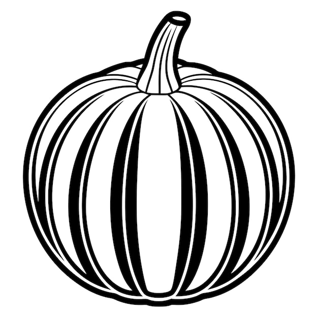 un dibujo en blanco y negro de una calabaza con un contorno negro