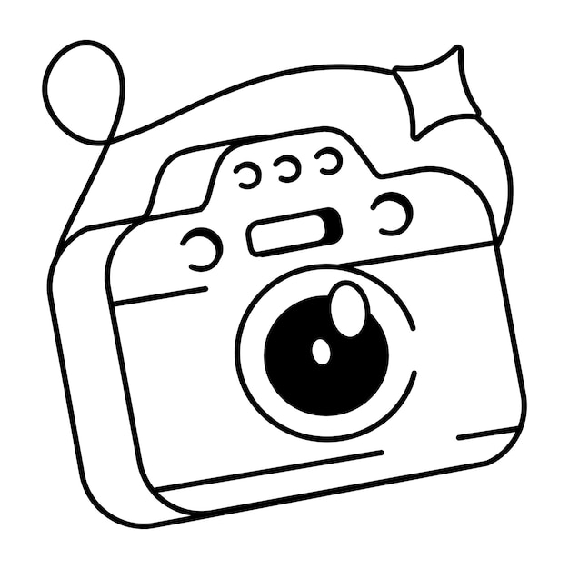 un dibujo en blanco y negro de una cámara con una cara dibujada en ella