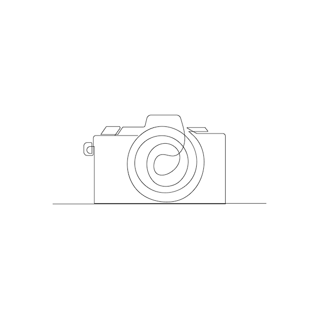 un dibujo en blanco y negro de una cámara con una tapa de lente