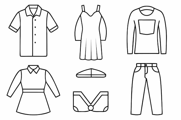 un dibujo en blanco y negro de una camisa con una falda y una camisa en ella