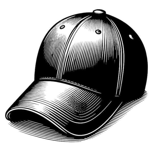 un dibujo en blanco y negro de un casco con una gorra en él