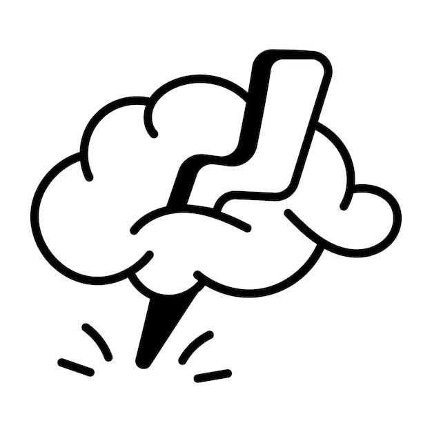 Un dibujo en blanco y negro de un cerebro con un palo apuntando hacia la derecha.