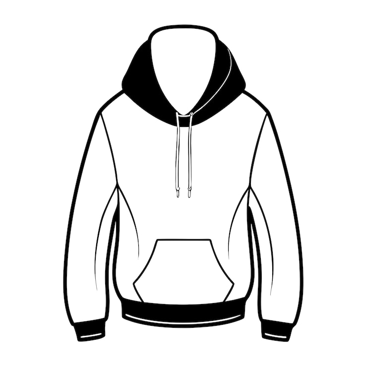 Vector un dibujo en blanco y negro de una chaqueta con una capucha en ella