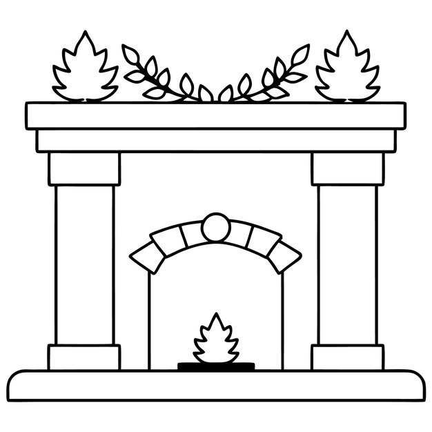 un dibujo en blanco y negro de una chimenea con una corona en ella