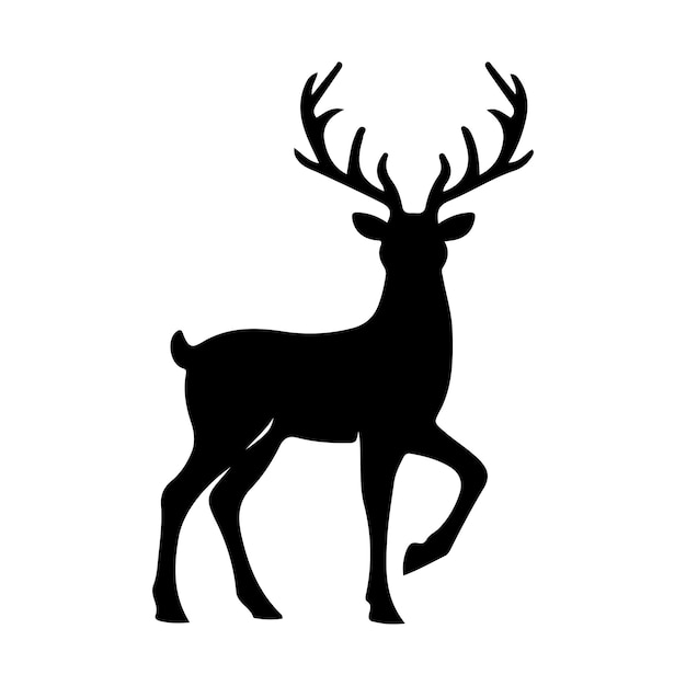 un dibujo en blanco y negro de un ciervo con una silueta negra en él