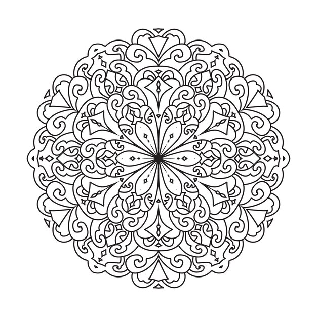 un dibujo en blanco y negro de un círculo con un diseño que dice mandalas