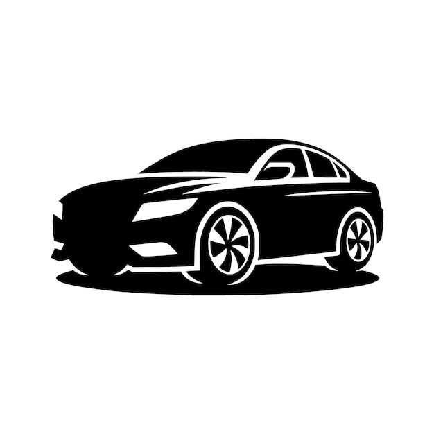un dibujo en blanco y negro de un coche con una aleta de cola negra