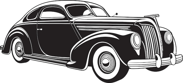 Vector un dibujo en blanco y negro de un coche con una franja negra y blanca