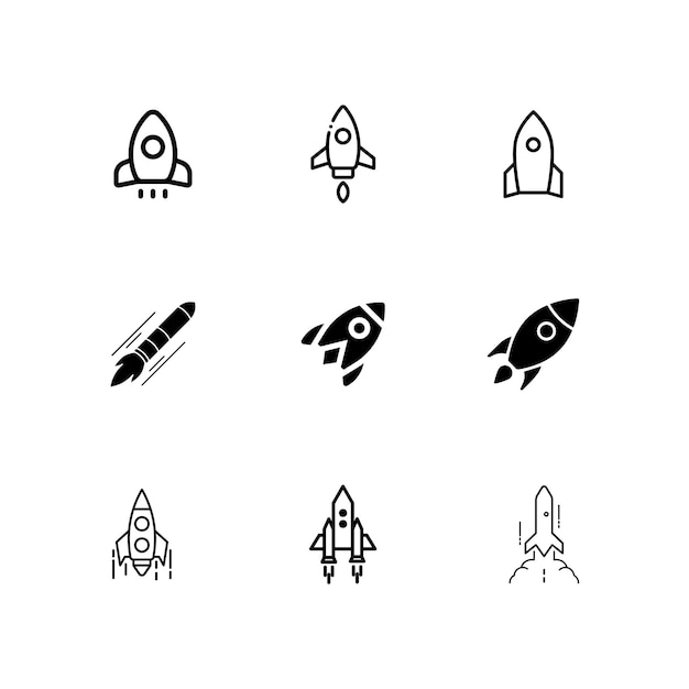 un dibujo en blanco y negro de un cohete y un cohete