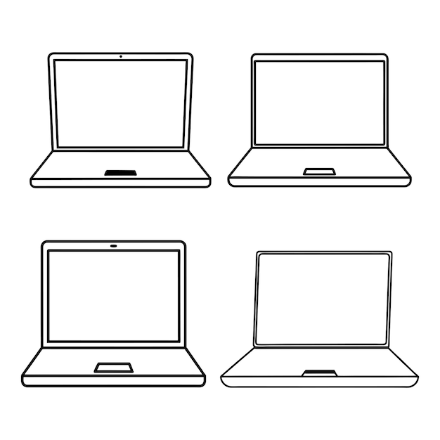 Un dibujo en blanco y negro de una computadora portátil con una imagen en negro y blanco de una computador portátil