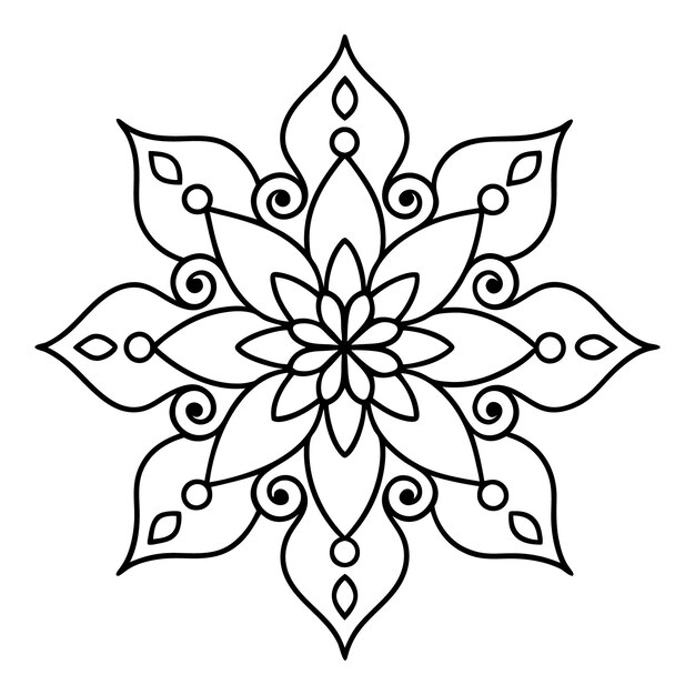 un dibujo en blanco y negro de un copo de nieve