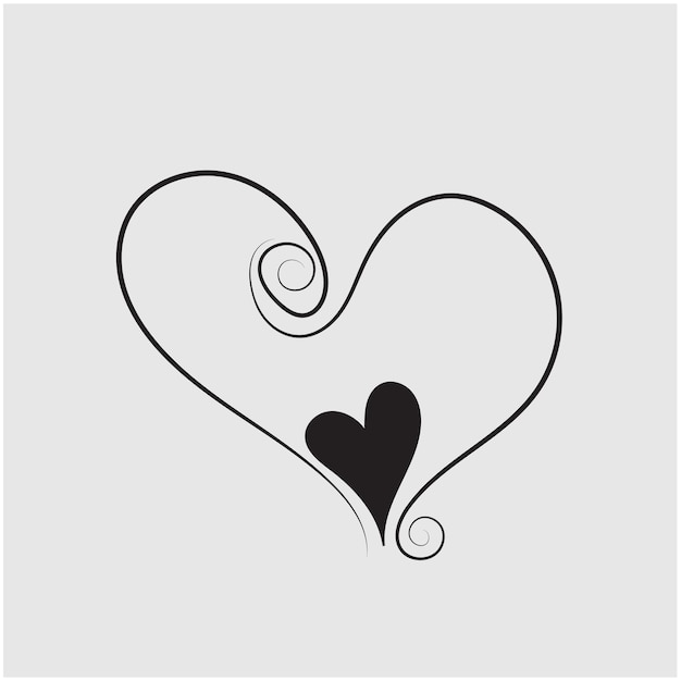 un dibujo en blanco y negro de un corazón con un corazón negro dibujado en él