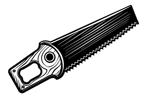 un dibujo en blanco y negro de un cuchillo afilado con una hoja afilada grande