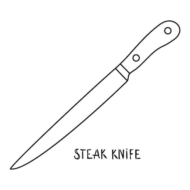Dibujo en blanco y negro de un cuchillo de bistec