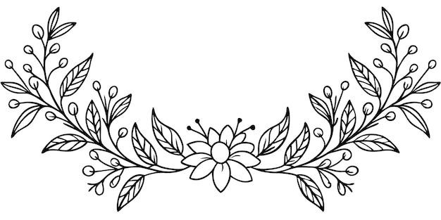 un dibujo en blanco y negro de un diseño floral con un fondo blanco