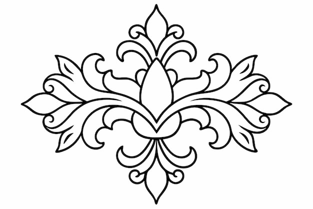 un dibujo en blanco y negro de un diseño de flores con un fondo blanco