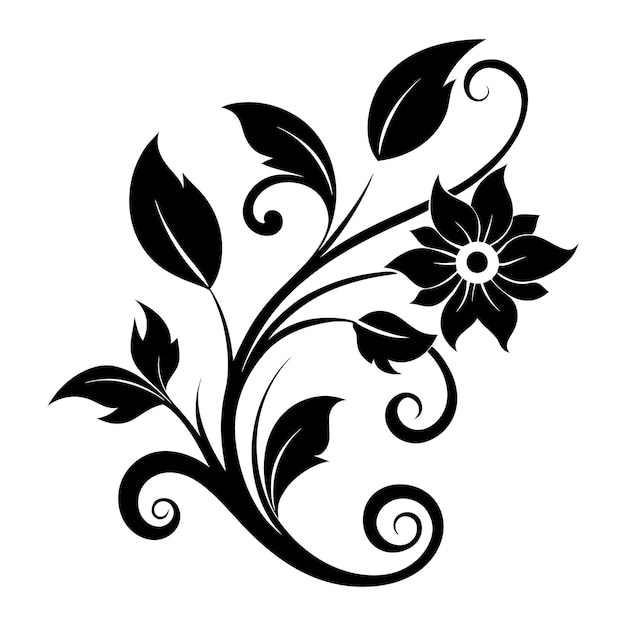 un dibujo en blanco y negro de un diseño de flores sobre un fondo blanco