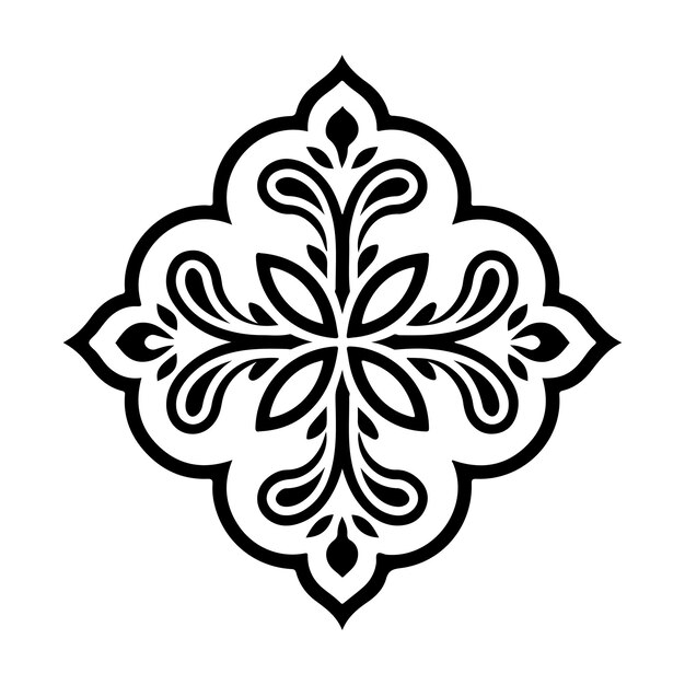 un dibujo en blanco y negro de un diseño de hoja sobre un fondo blanco