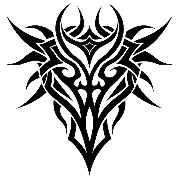 un dibujo en blanco y negro de un diseño tribal
