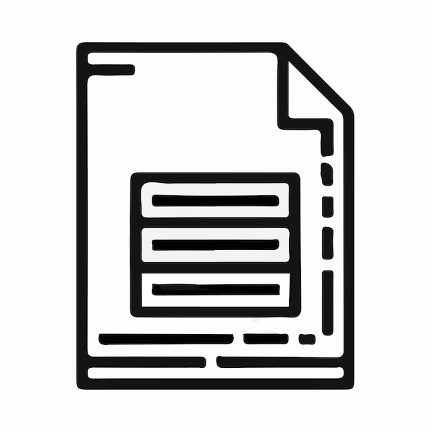 un dibujo en blanco y negro de un documento con un fondo blanco