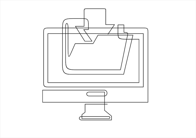 Vector un dibujo en blanco y negro de dos monitores con un fondo blanco