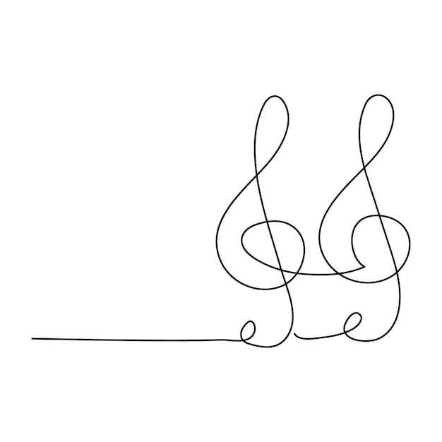 un dibujo en blanco y negro de dos notas musicales