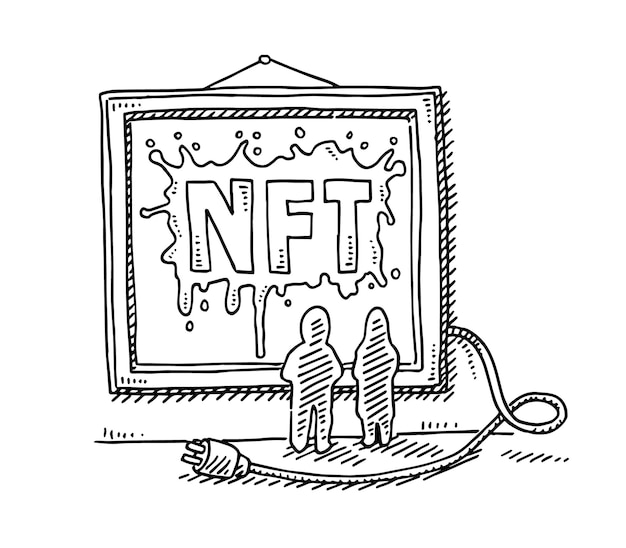 Vector un dibujo en blanco y negro de dos personas mirando un televisor con la palabra f en él