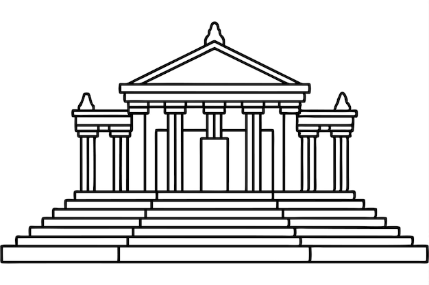 un dibujo en blanco y negro de un edificio con columnas y columnas