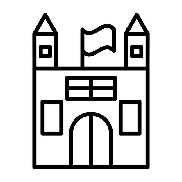 un dibujo en blanco y negro de un edificio con una imagen de una casa en él