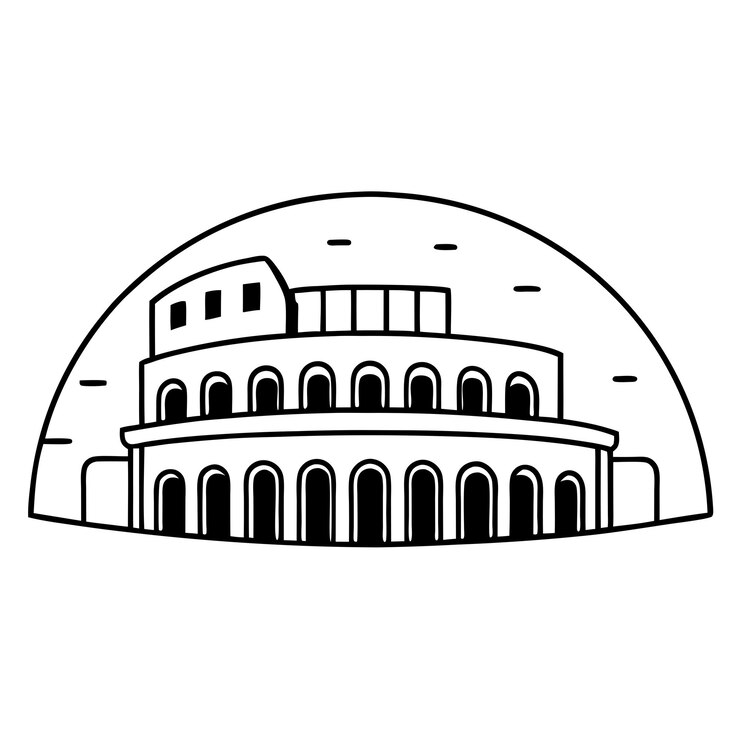 Vector un dibujo en blanco y negro de un edificio con las palabras números romanos en él