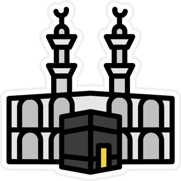 Vector un dibujo en blanco y negro de un edificio con una puerta que dice que es una mezquita