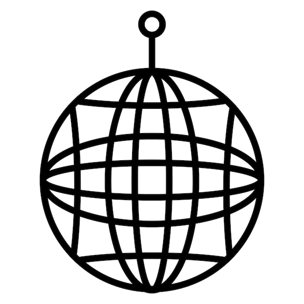 un dibujo en blanco y negro de una esfera con un globo en él