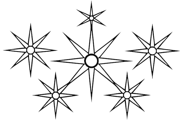 un dibujo en blanco y negro de una estrella con una estrella en él