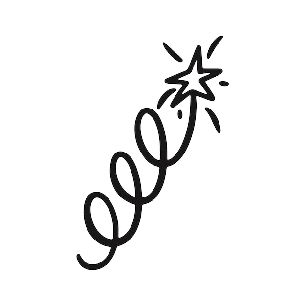 Un dibujo en blanco y negro de una estrella con la palabra chispa escrita en negro.