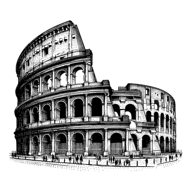un dibujo en blanco y negro de una estructura romana con las palabras números romanos en él