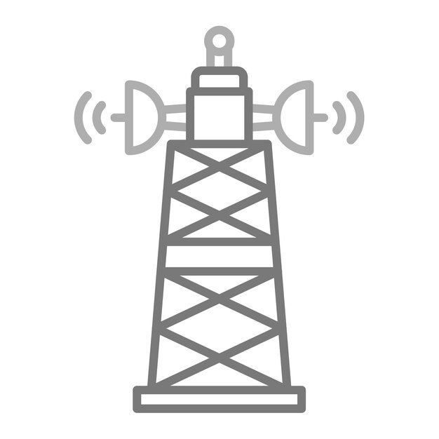 Vector un dibujo en blanco y negro de un faro con una antena