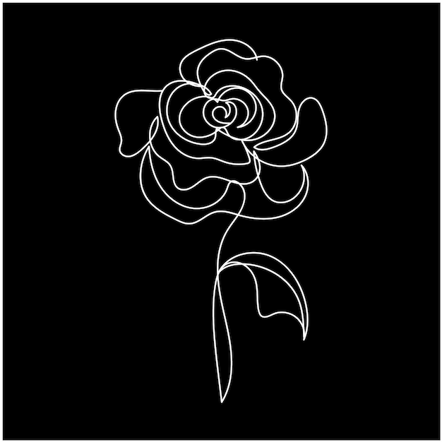 un dibujo en blanco y negro de una flor con un contorno blanco