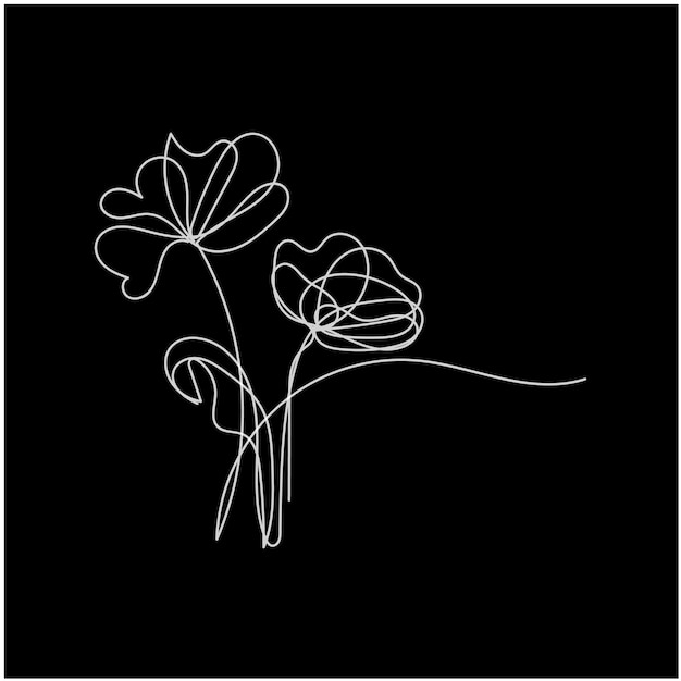 un dibujo en blanco y negro de una flor con un contorno blanco