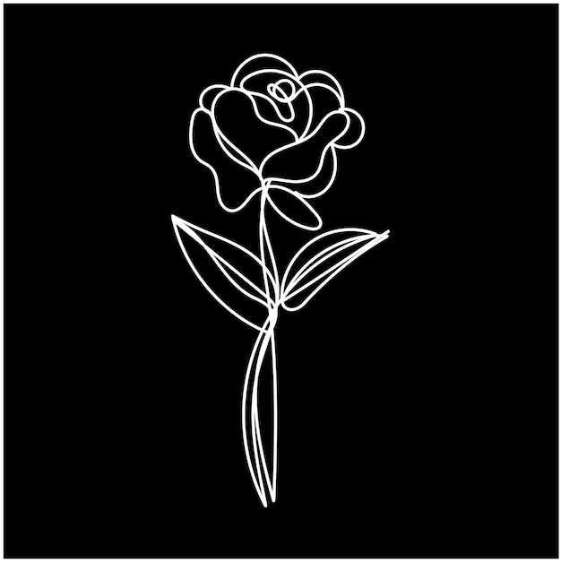 un dibujo en blanco y negro de una flor con un contorno blanco