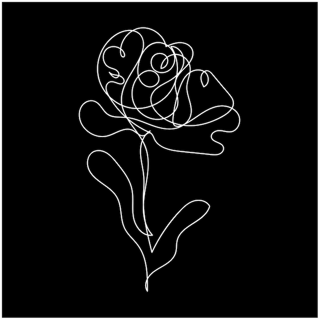 un dibujo en blanco y negro de una flor con un corazón en ella