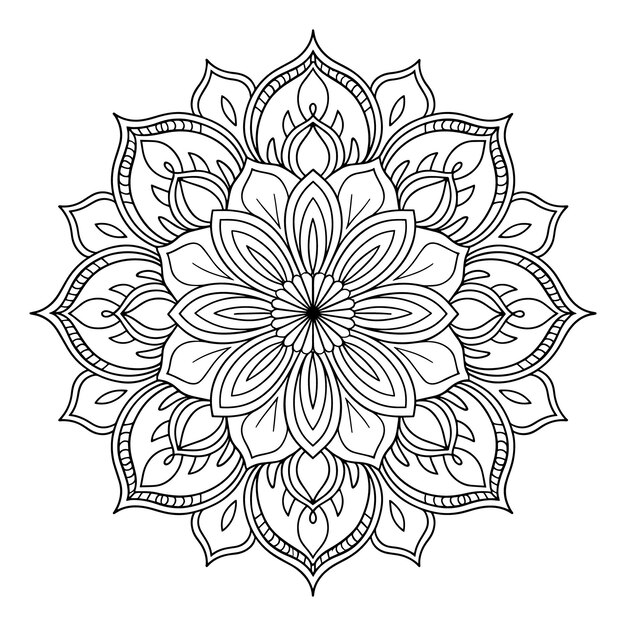 un dibujo en blanco y negro de una flor con un diseño que dice "mandalas"