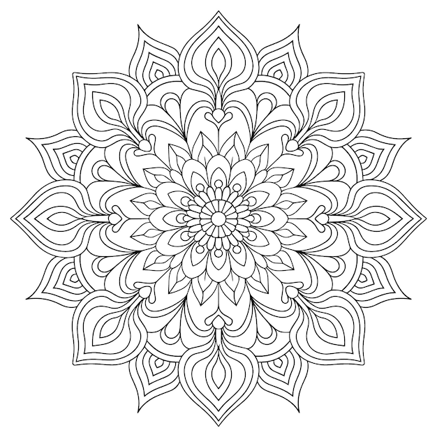 un dibujo en blanco y negro de una flor con un diseño que dice "mandalas"