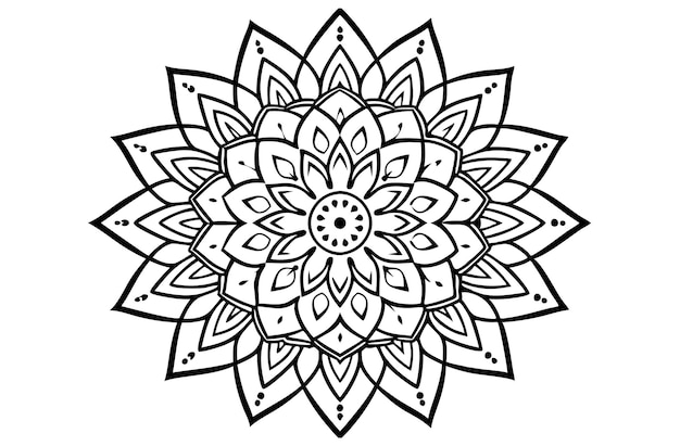 un dibujo en blanco y negro de una flor con un diseño que dice "mandalas"