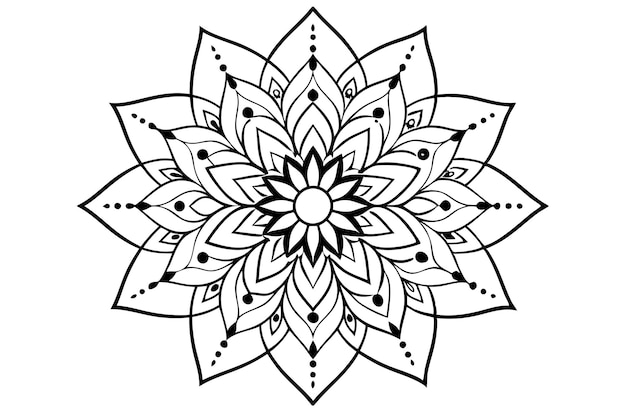 un dibujo en blanco y negro de una flor con un diseño que dice "mandalas"